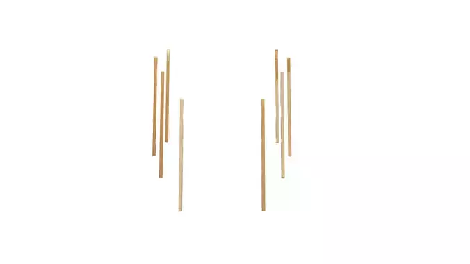 Golden sticks for environment decoration Low-poly 3D model