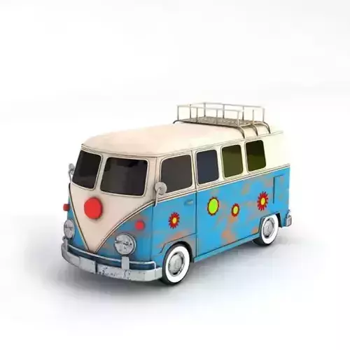 Blue And White Volkswagen Bus