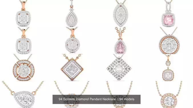 94 Solitaire Diamond Pendant Necklace 