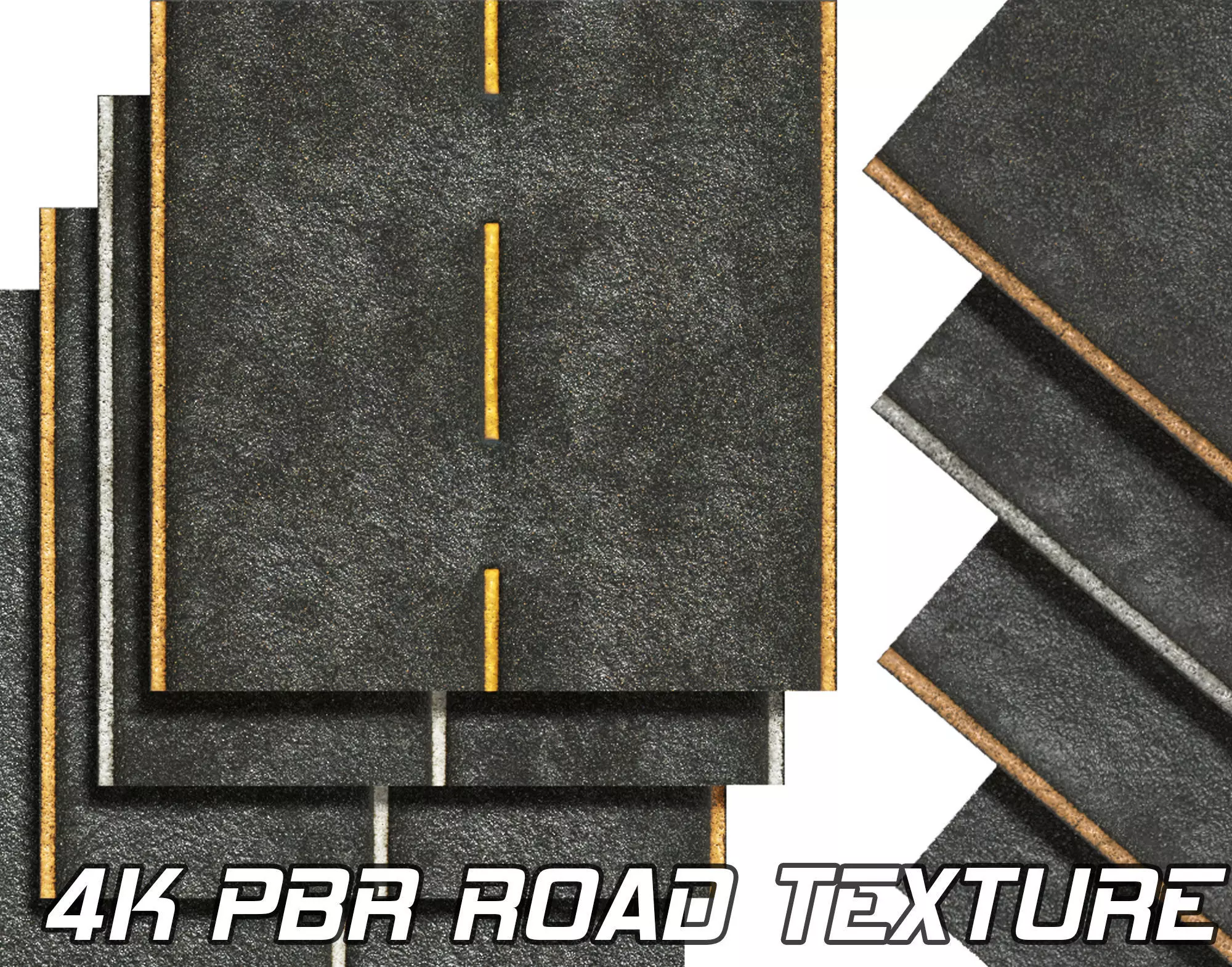 High Quality ASPHALT Material Textures Low-poly 3D model_0