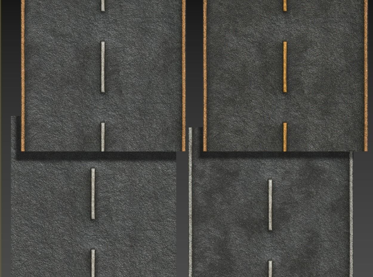 High Quality ASPHALT Material Textures Low-poly 3D model_2