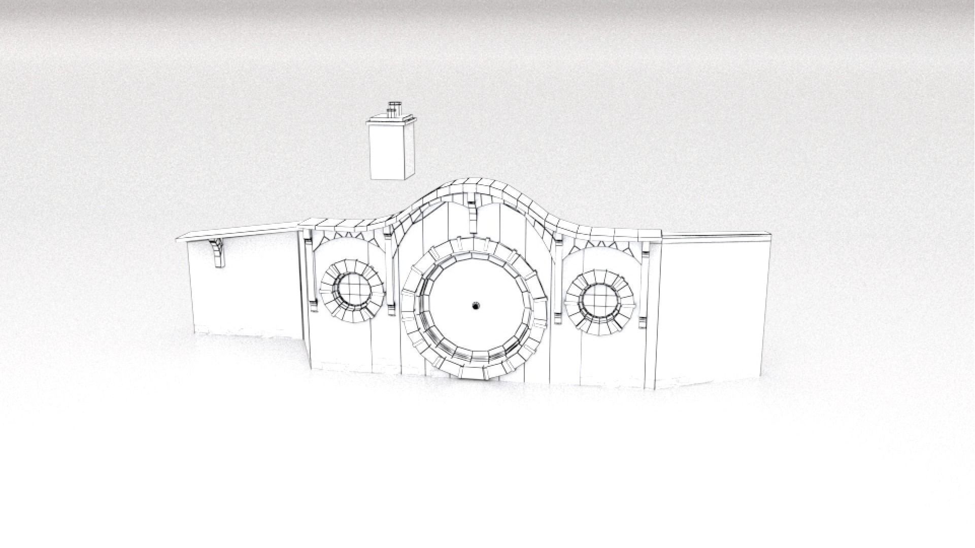 3D Hobbit Hole Dwelling - Orange Door Low-poly 3D model_1