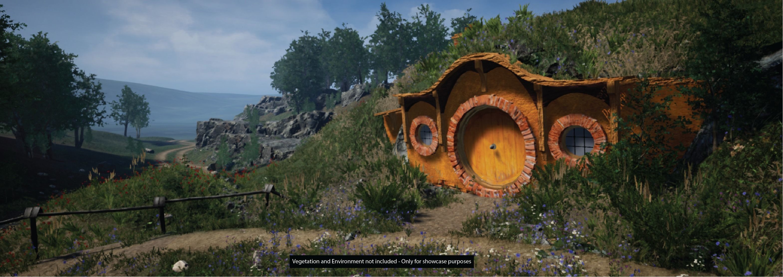 3D Hobbit Hole Dwelling - Orange Door Low-poly 3D model_6