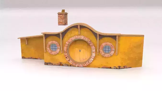 3D Hobbit Hole Dwelling - Orange Door