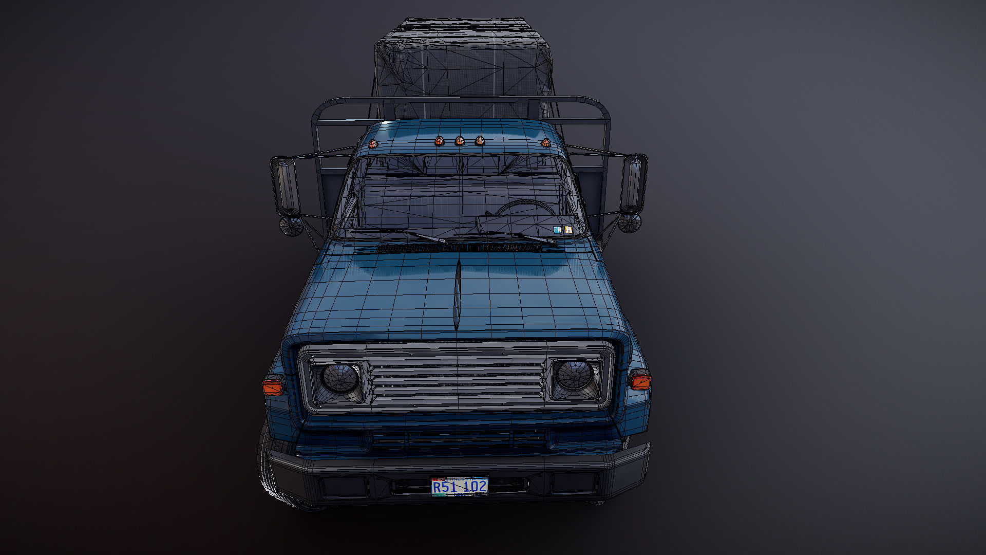 80s Industrial flatbed truck Low-poly 3D model_41