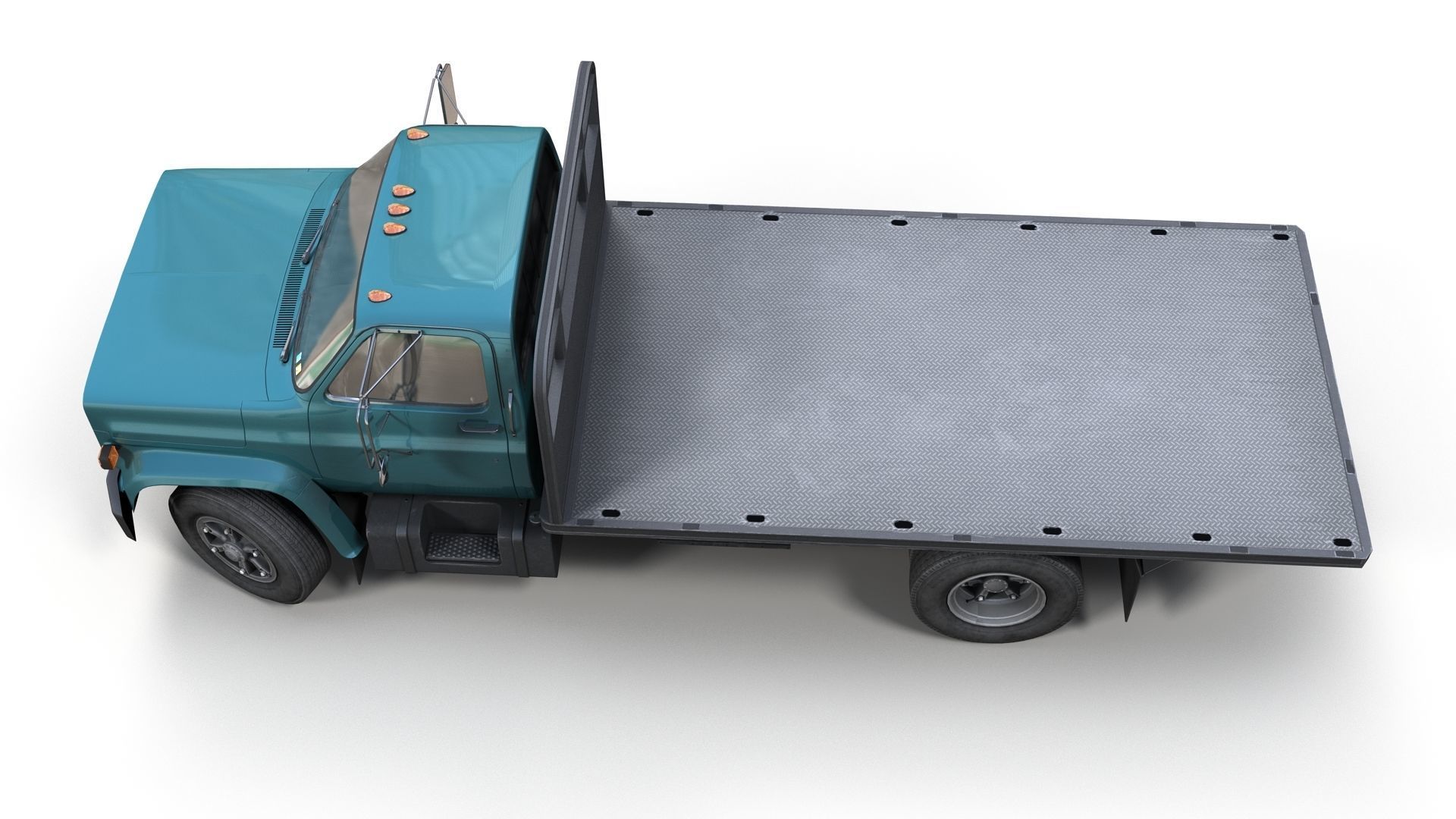 80s Industrial flatbed truck Low-poly 3D model_9