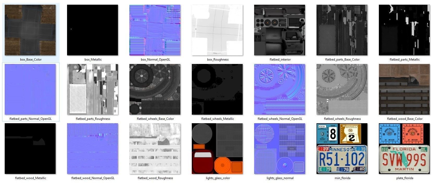 80s Industrial flatbed truck Low-poly 3D model_63