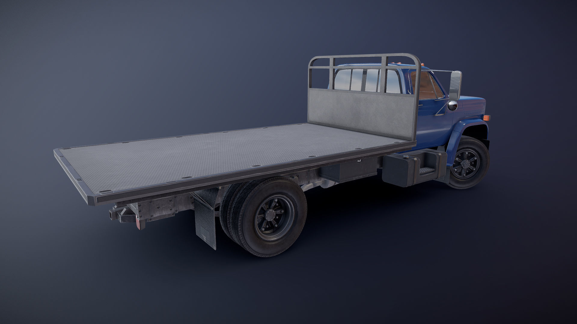 80s Industrial flatbed truck Low-poly 3D model_34