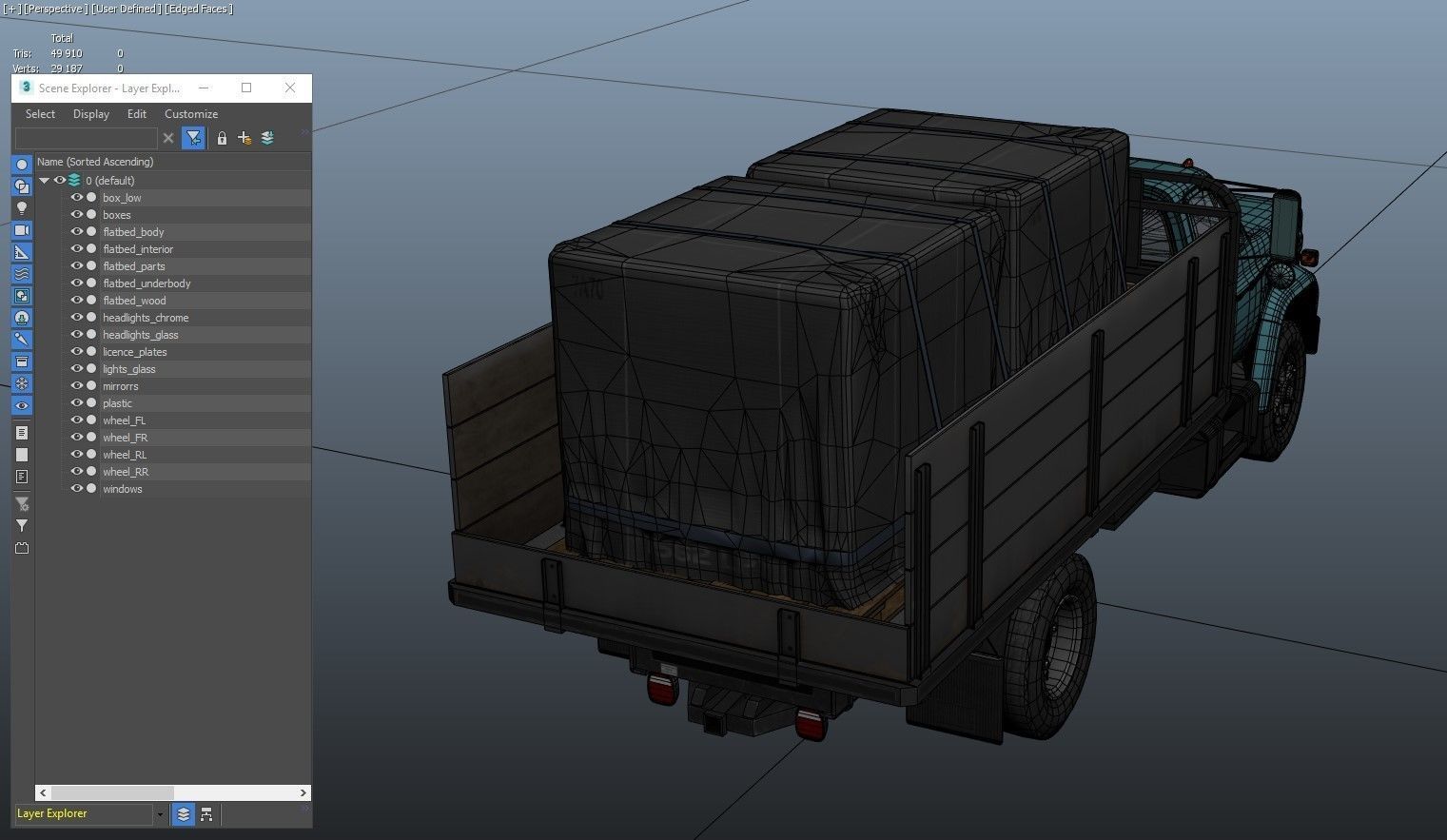 80s Industrial flatbed truck Low-poly 3D model_52