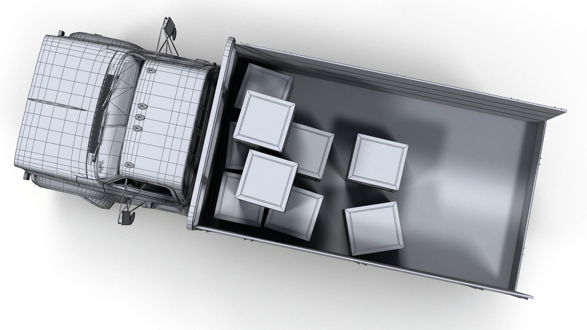 80s Industrial flatbed truck Low-poly 3D model_27
