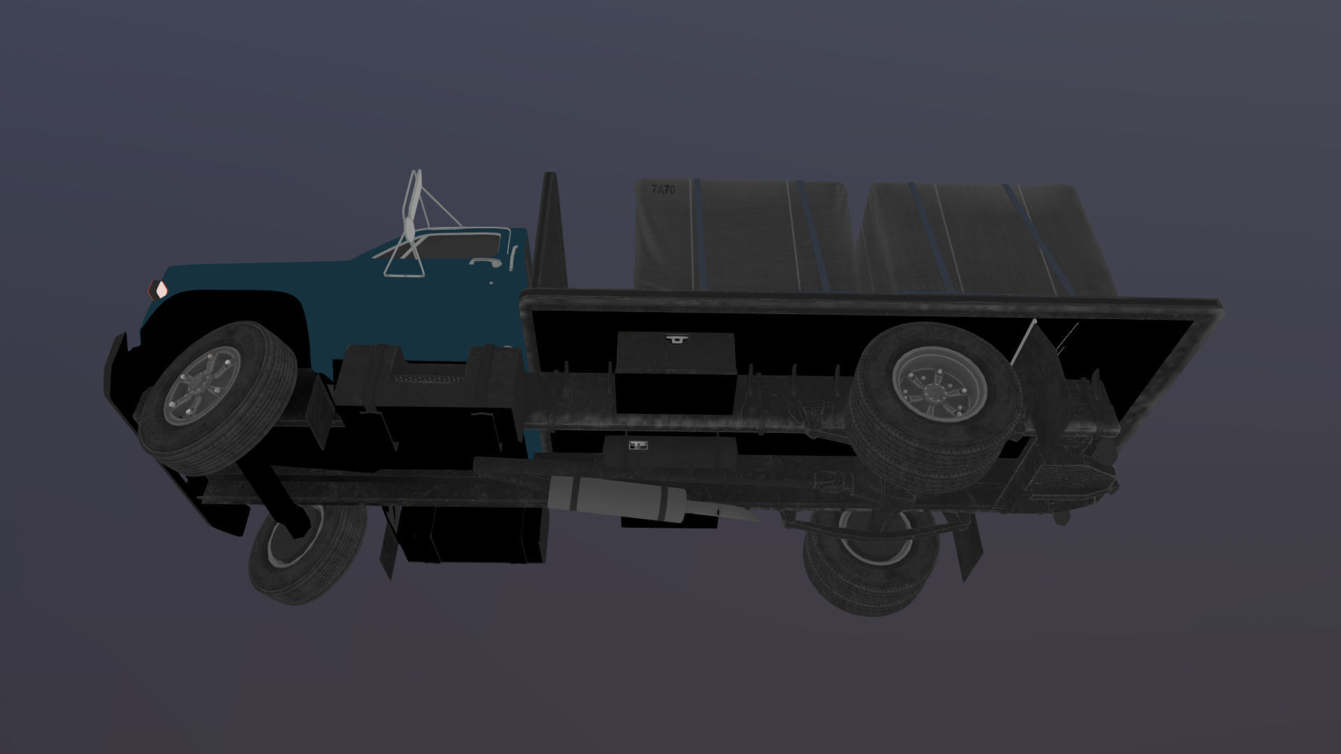 80s Industrial flatbed truck Low-poly 3D model_48