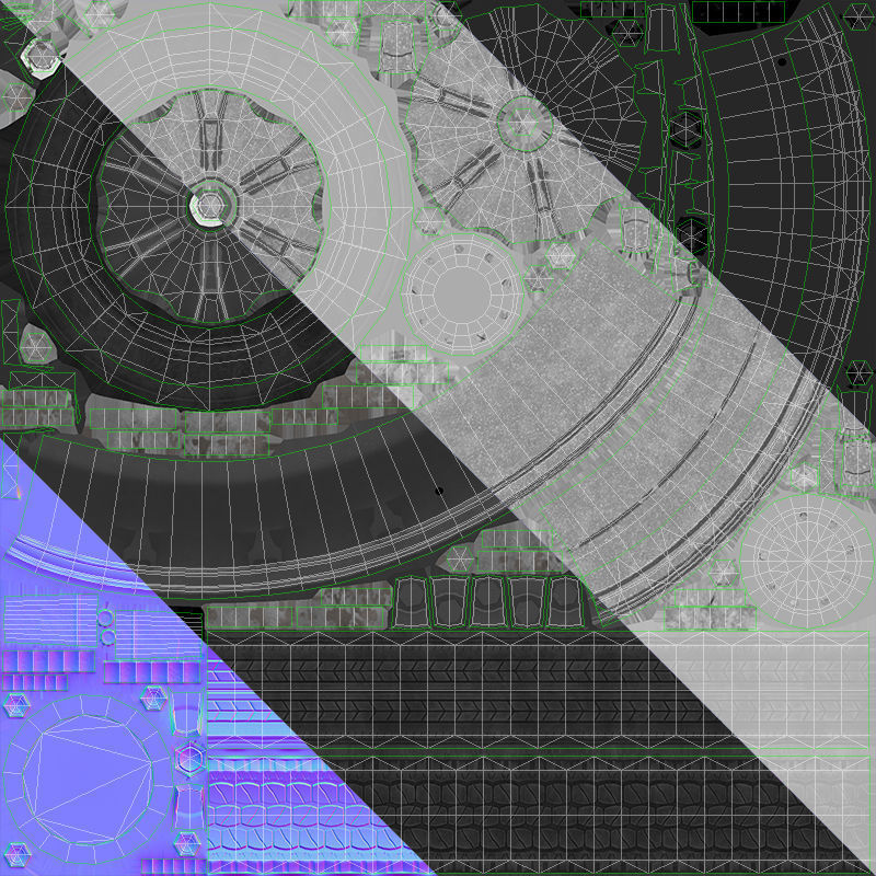 80s Industrial flatbed truck Low-poly 3D model_62