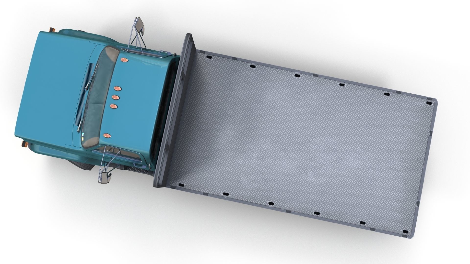 80s Industrial flatbed truck Low-poly 3D model_11