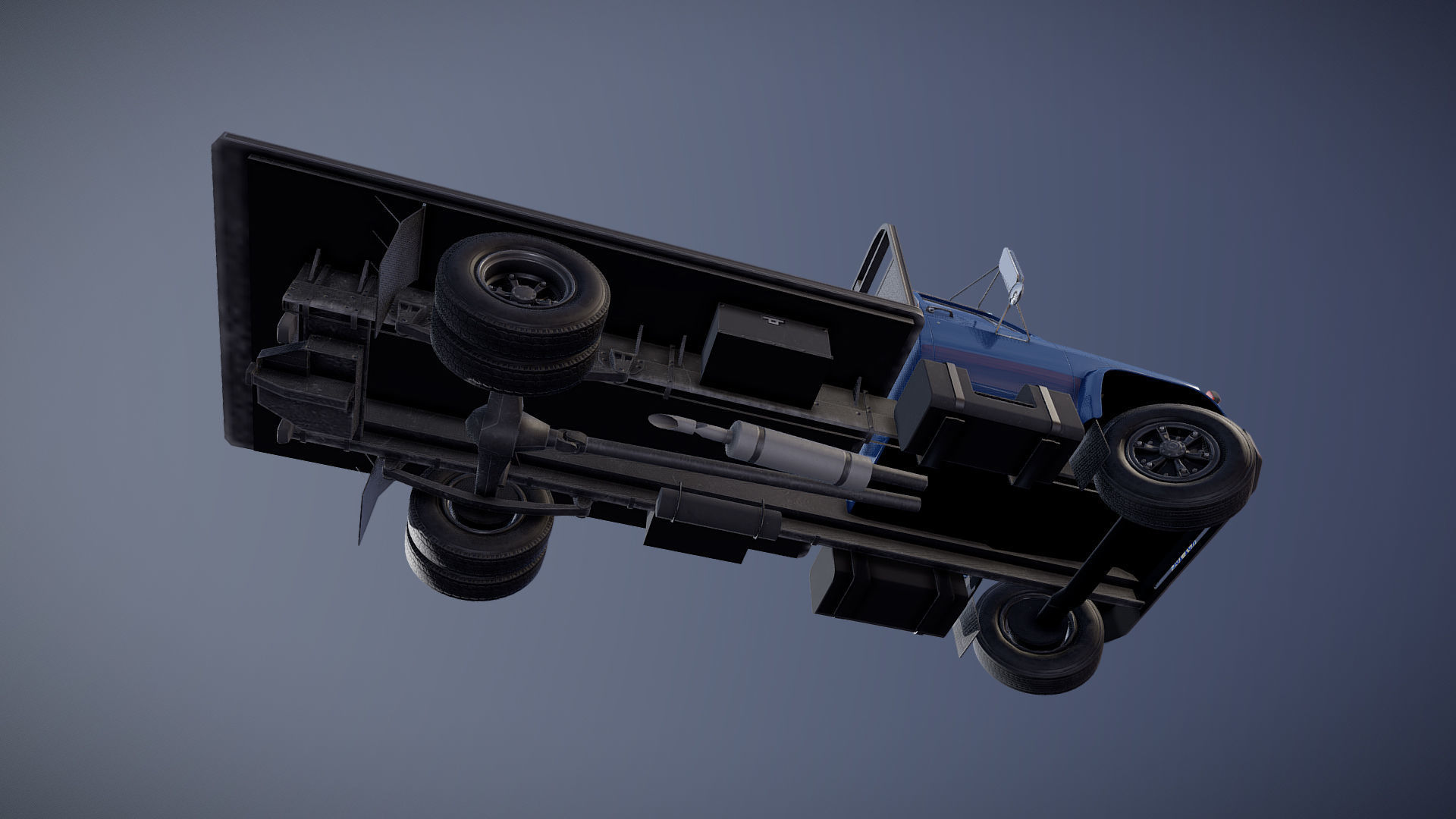 80s Industrial flatbed truck Low-poly 3D model_36