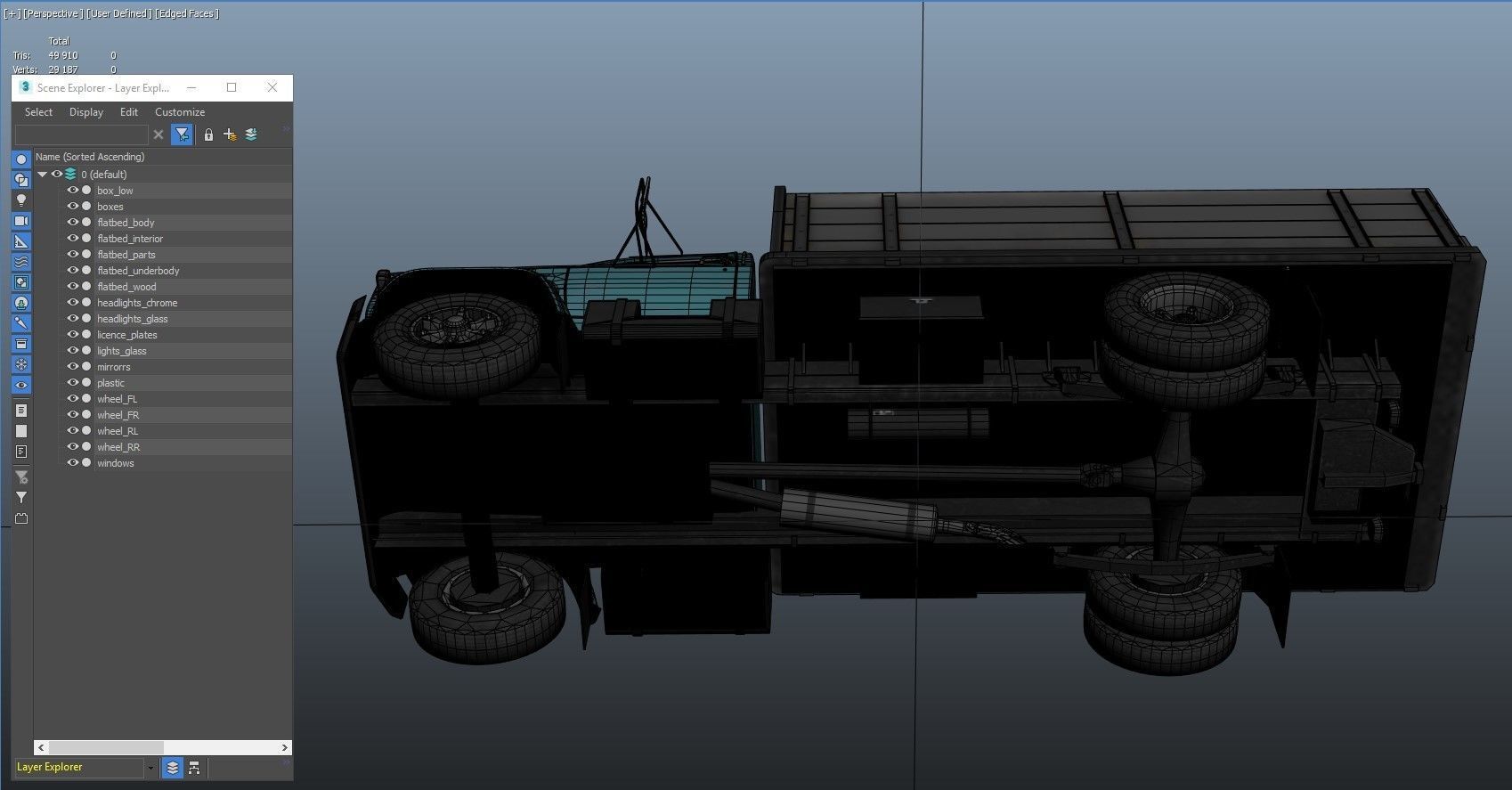 80s Industrial flatbed truck Low-poly 3D model_53