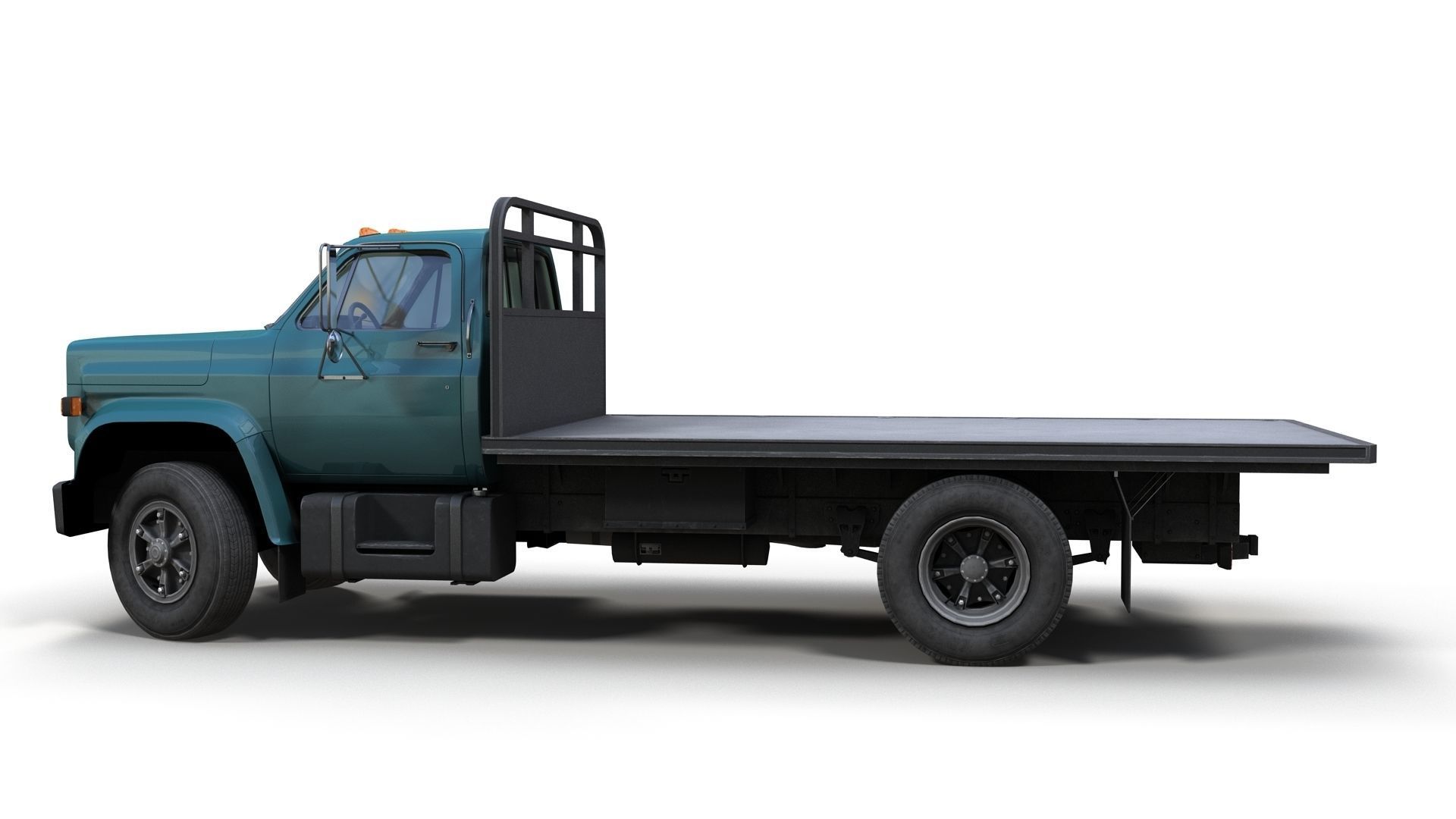 80s Industrial flatbed truck Low-poly 3D model_10