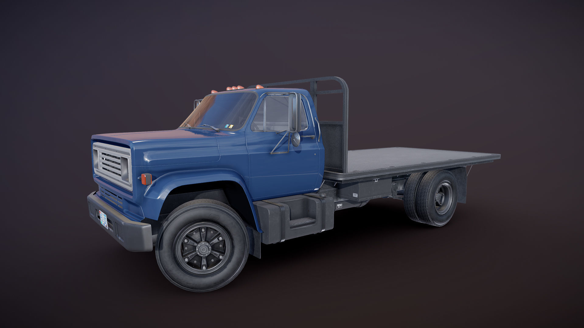 80s Industrial flatbed truck Low-poly 3D model_33