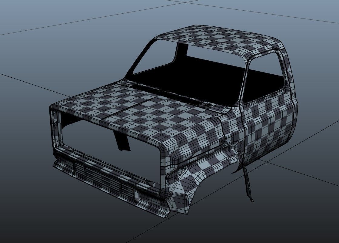 80s Industrial flatbed truck Low-poly 3D model_57