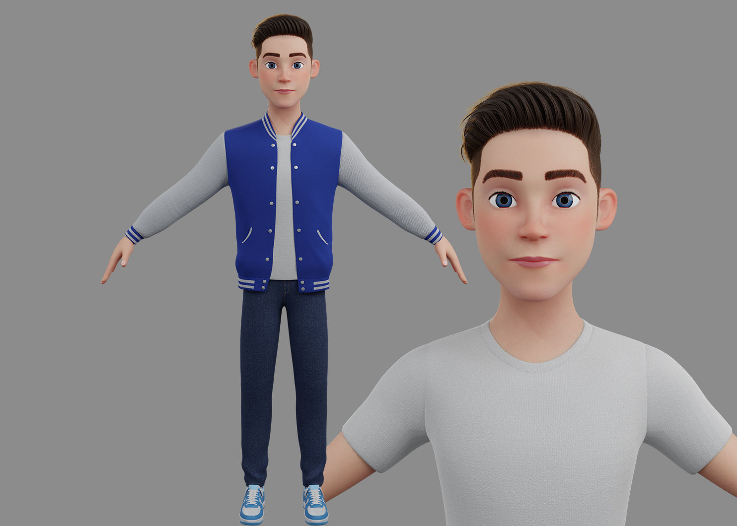 Stylized Boy Rigged 3D model_5