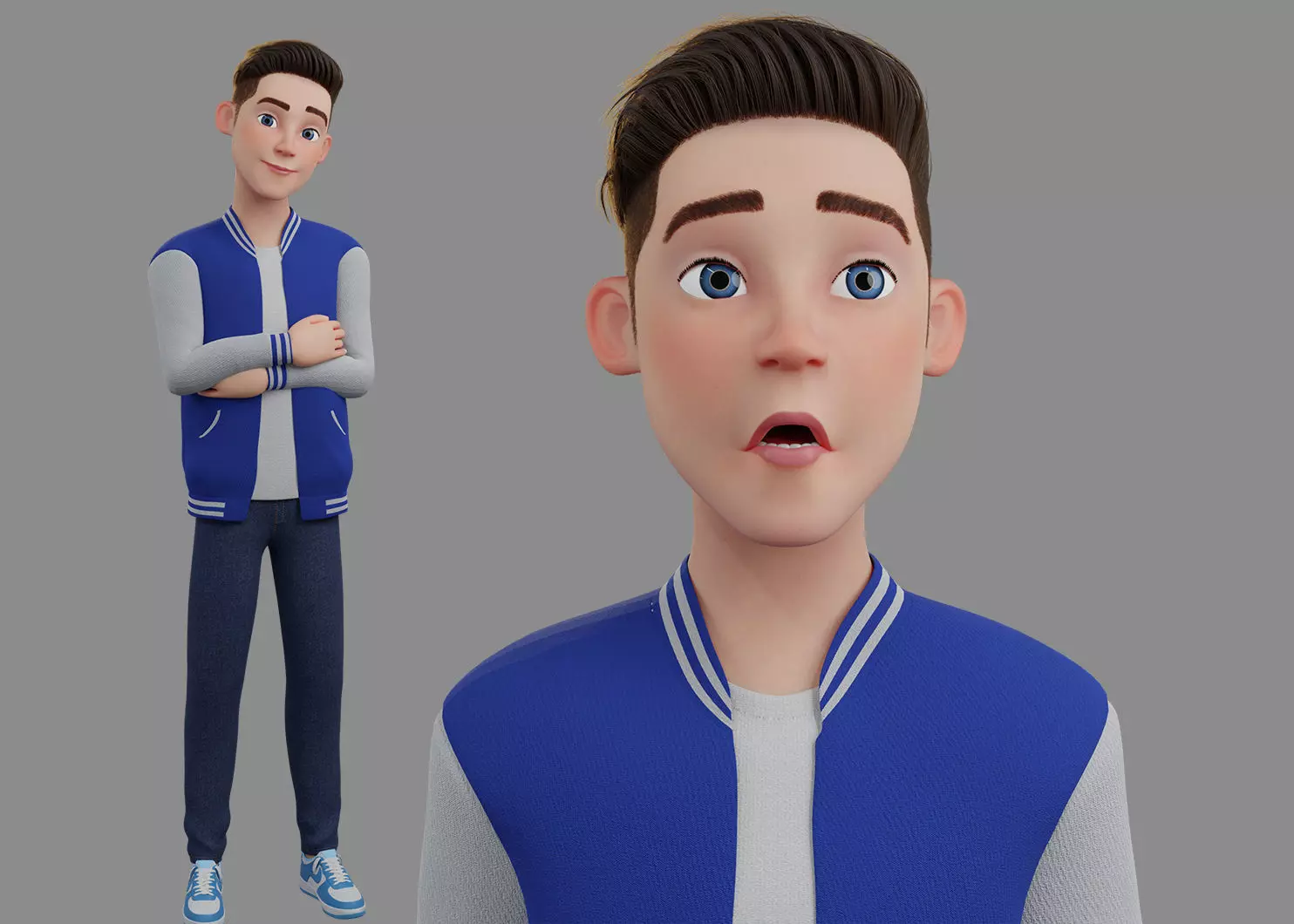 Stylized Boy Rigged 3D model_0