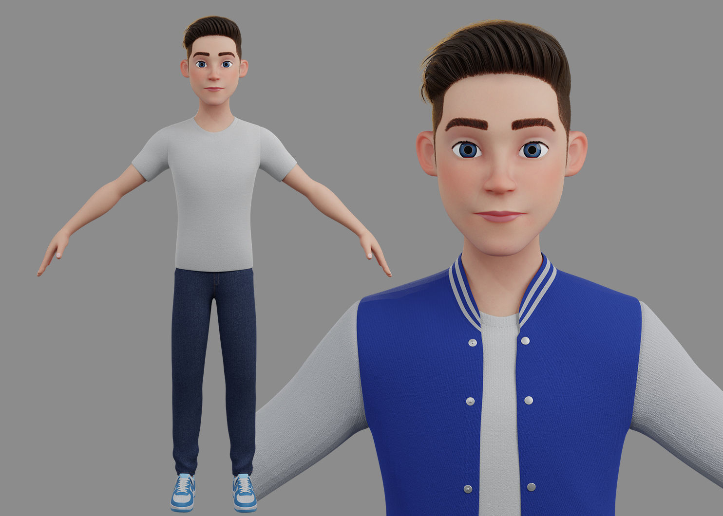 Stylized Boy Rigged 3D model_15