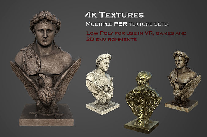 Napoleon Bonaparte bust  Low-poly 3D model