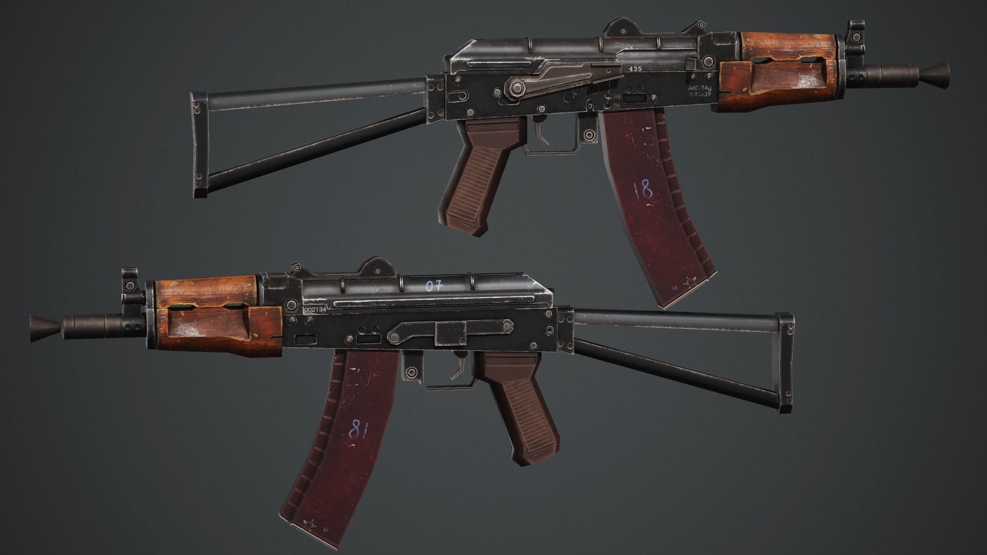 AKS-74U PBR Game Ready ak - rifle Low-poly 3D model_2