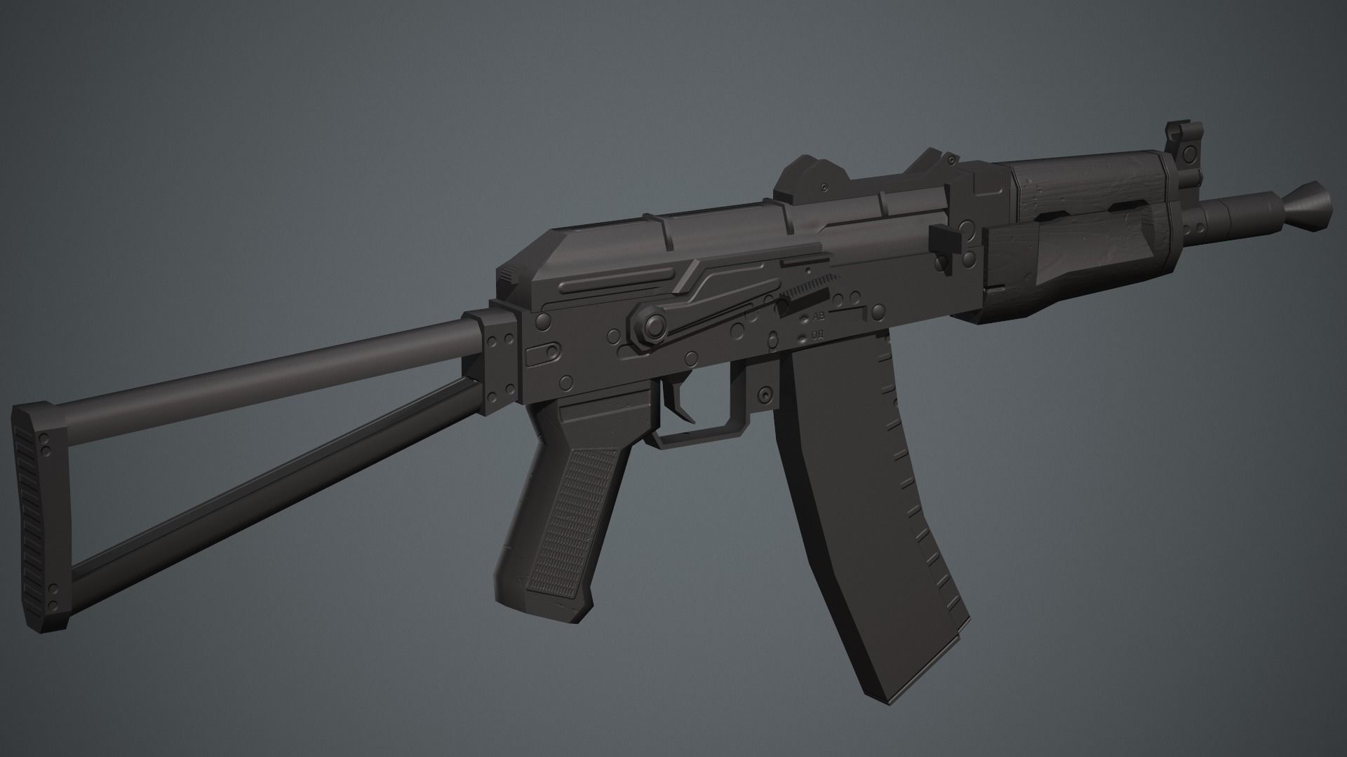 AKS-74U PBR Game Ready ak - rifle Low-poly 3D model_12