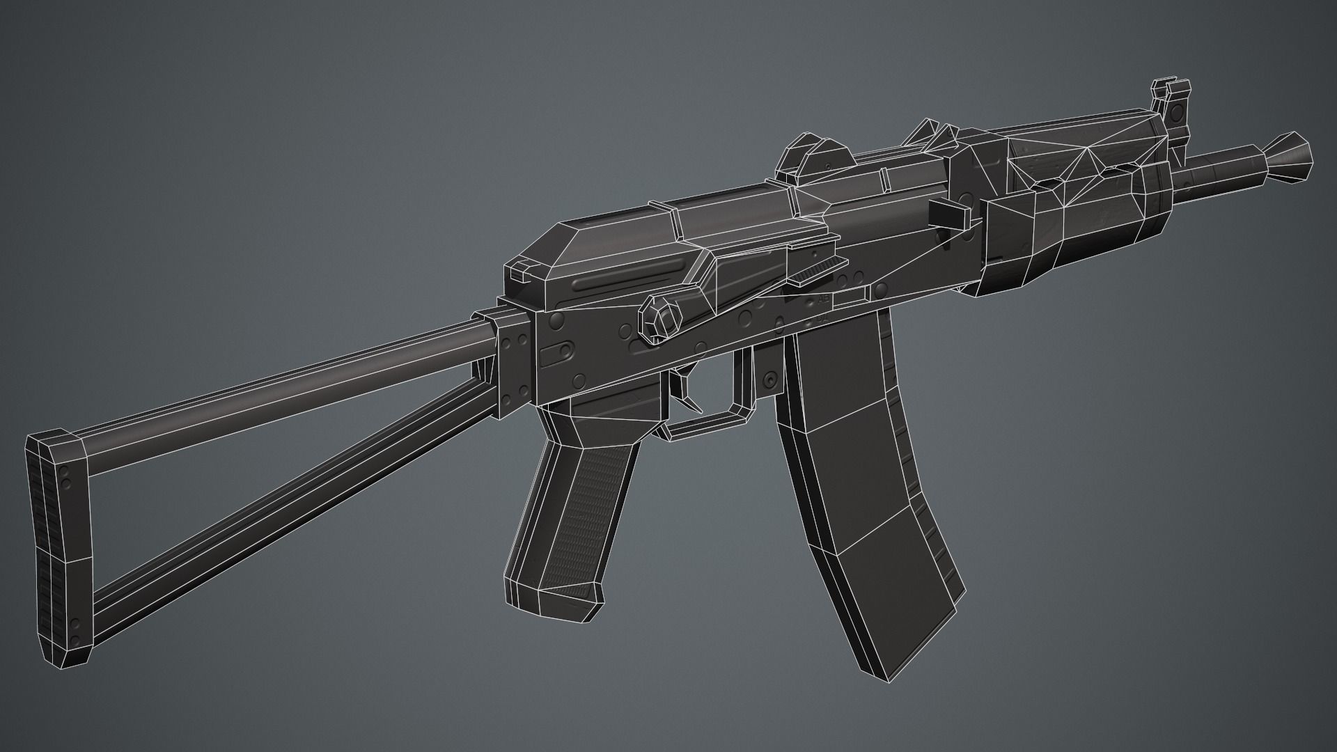 AKS-74U PBR Game Ready ak - rifle Low-poly 3D model_14