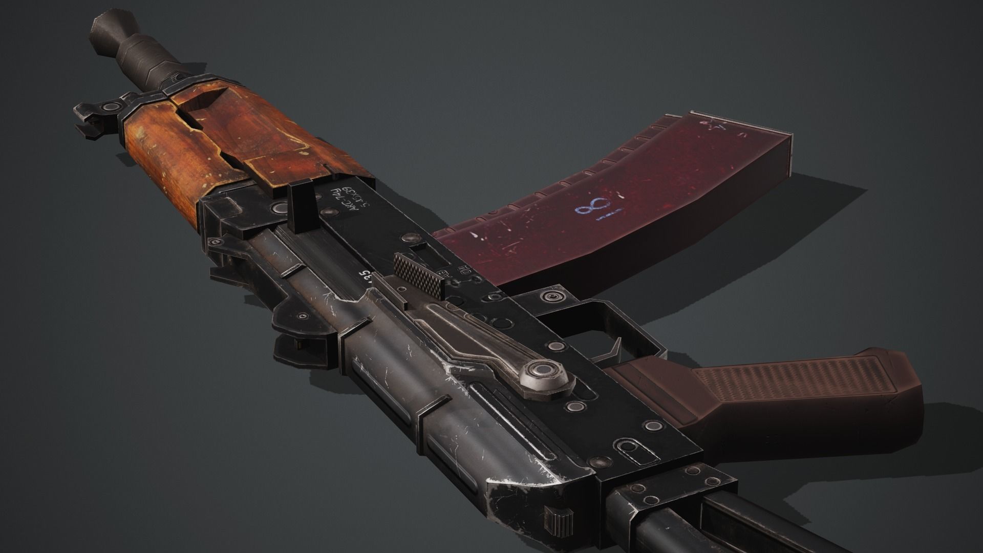 AKS-74U PBR Game Ready ak - rifle Low-poly 3D model_1