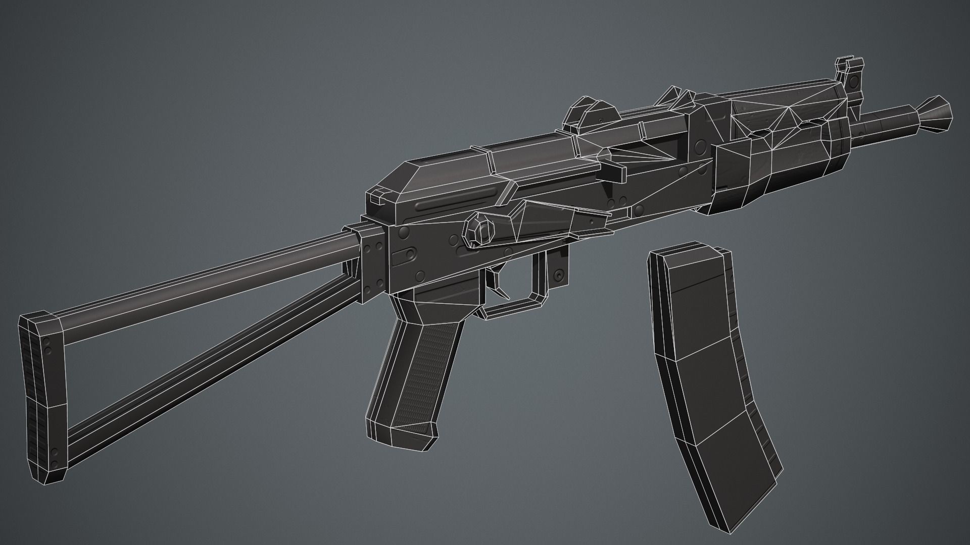 AKS-74U PBR Game Ready ak - rifle Low-poly 3D model_15
