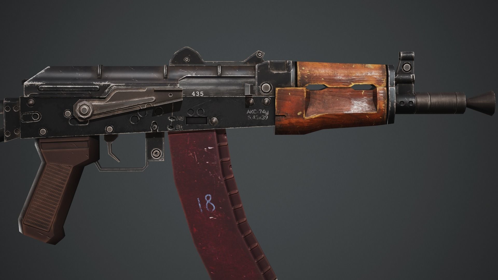 AKS-74U PBR Game Ready ak - rifle Low-poly 3D model_11