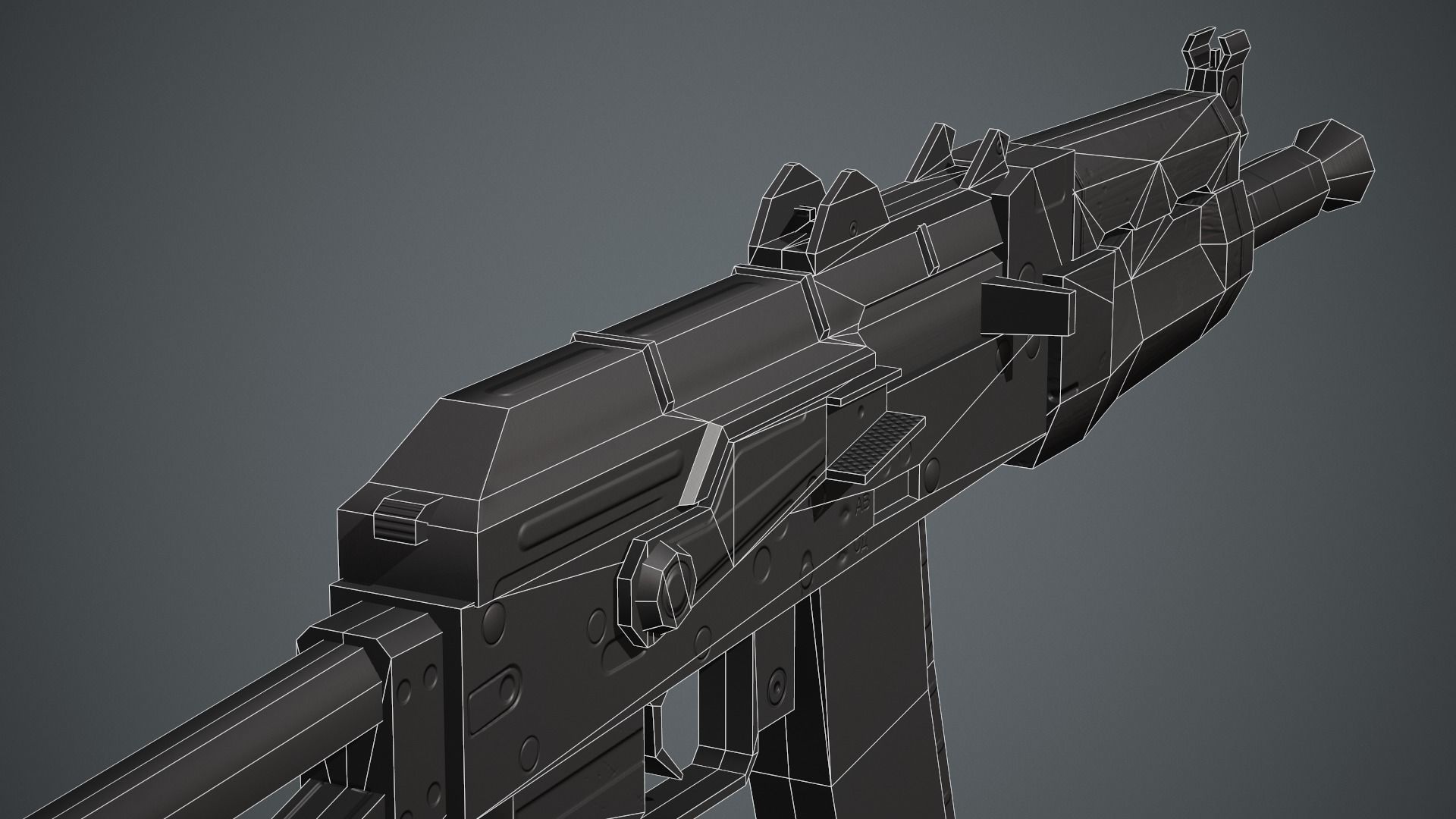 AKS-74U PBR Game Ready ak - rifle Low-poly 3D model_17