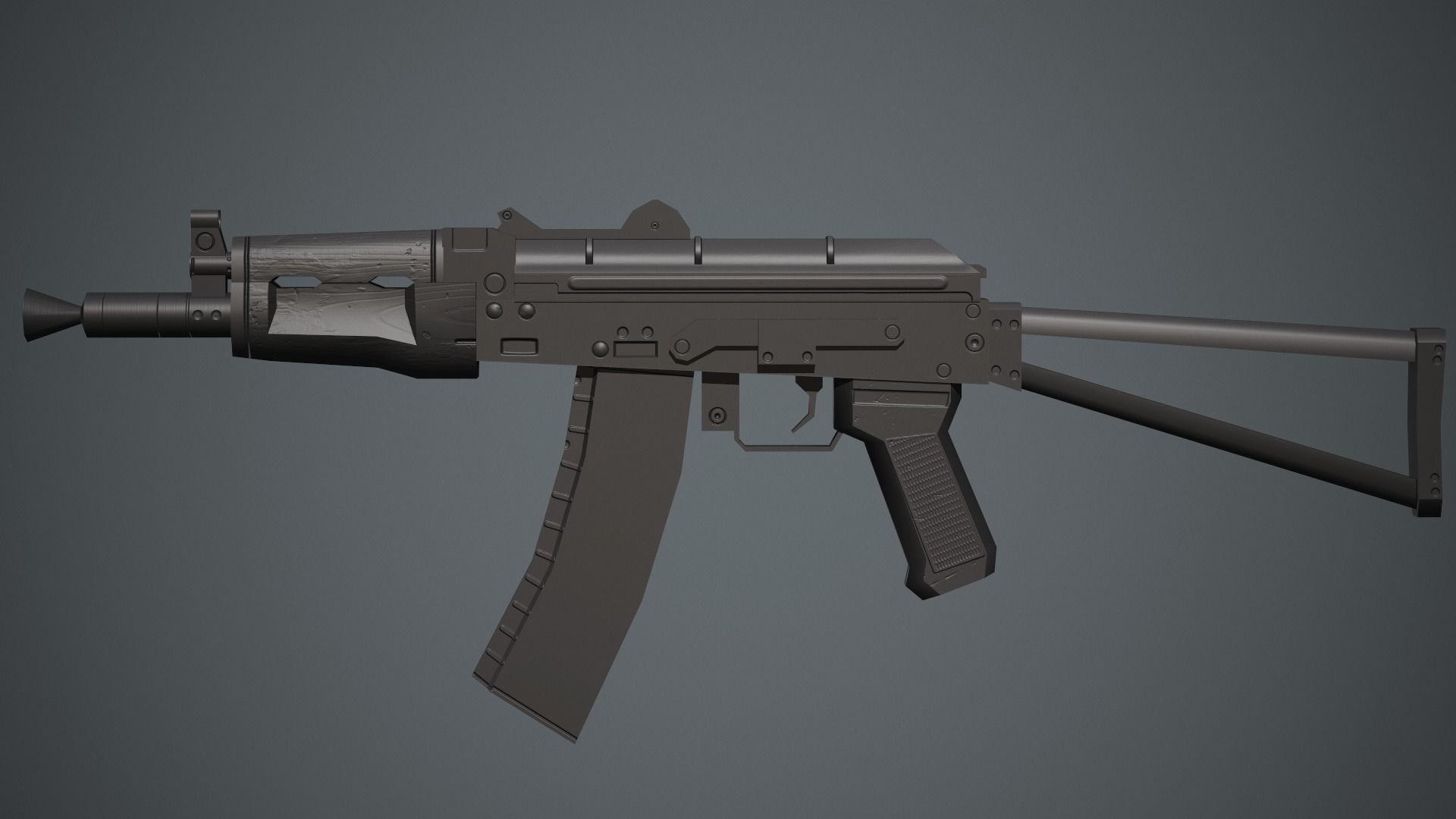 AKS-74U PBR Game Ready ak - rifle Low-poly 3D model_13
