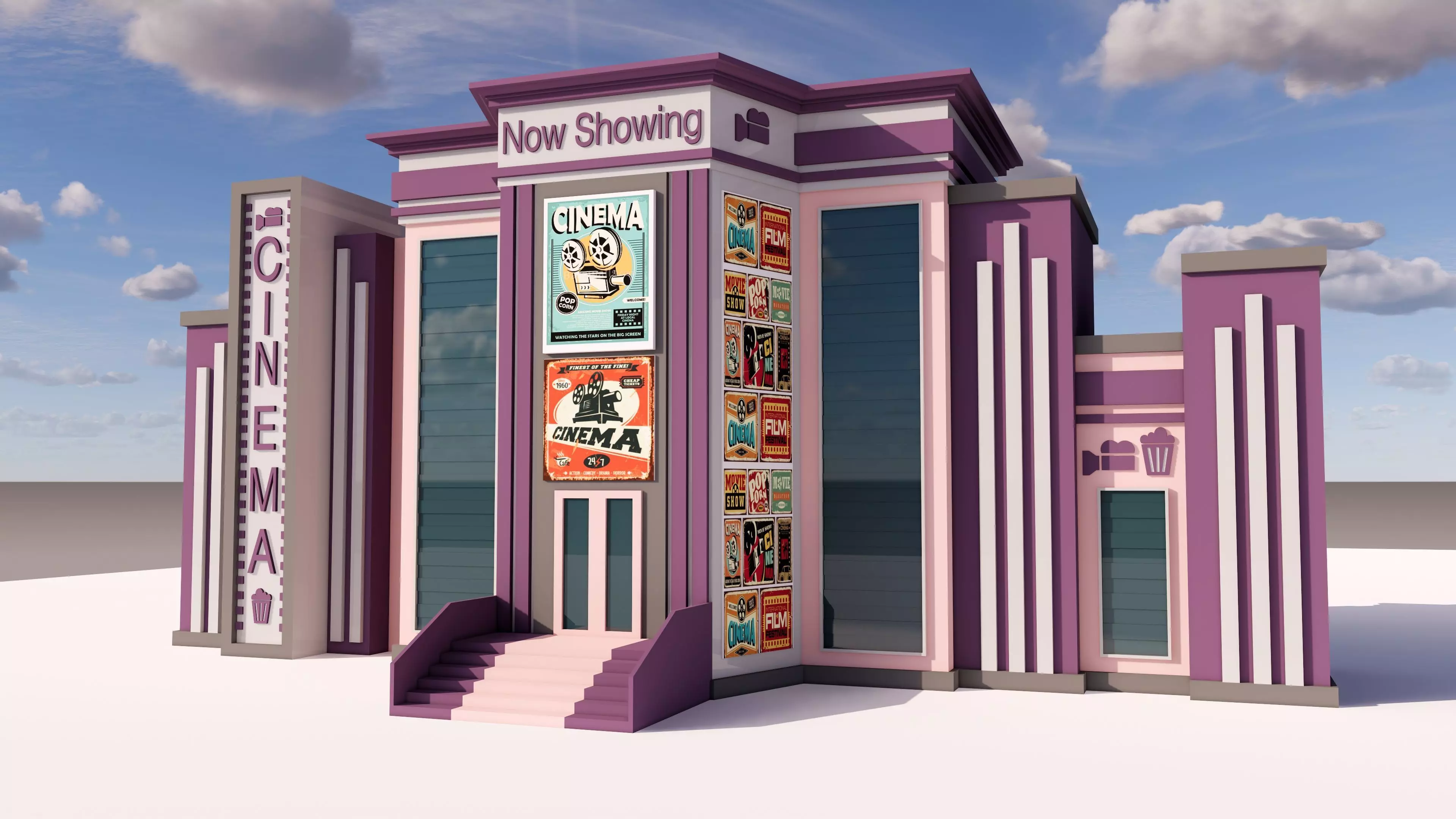 Cinema Building 3D model_0
