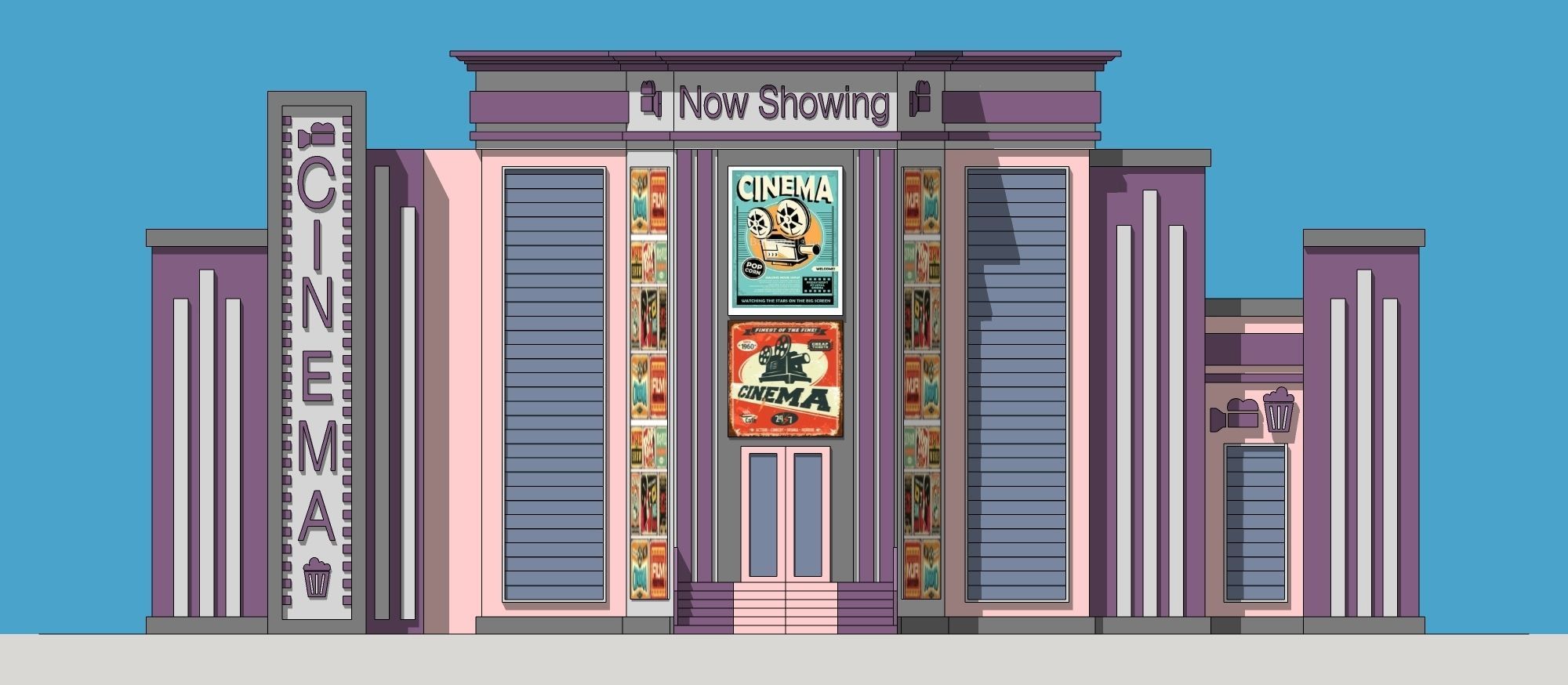 Cinema Building 3D model_7