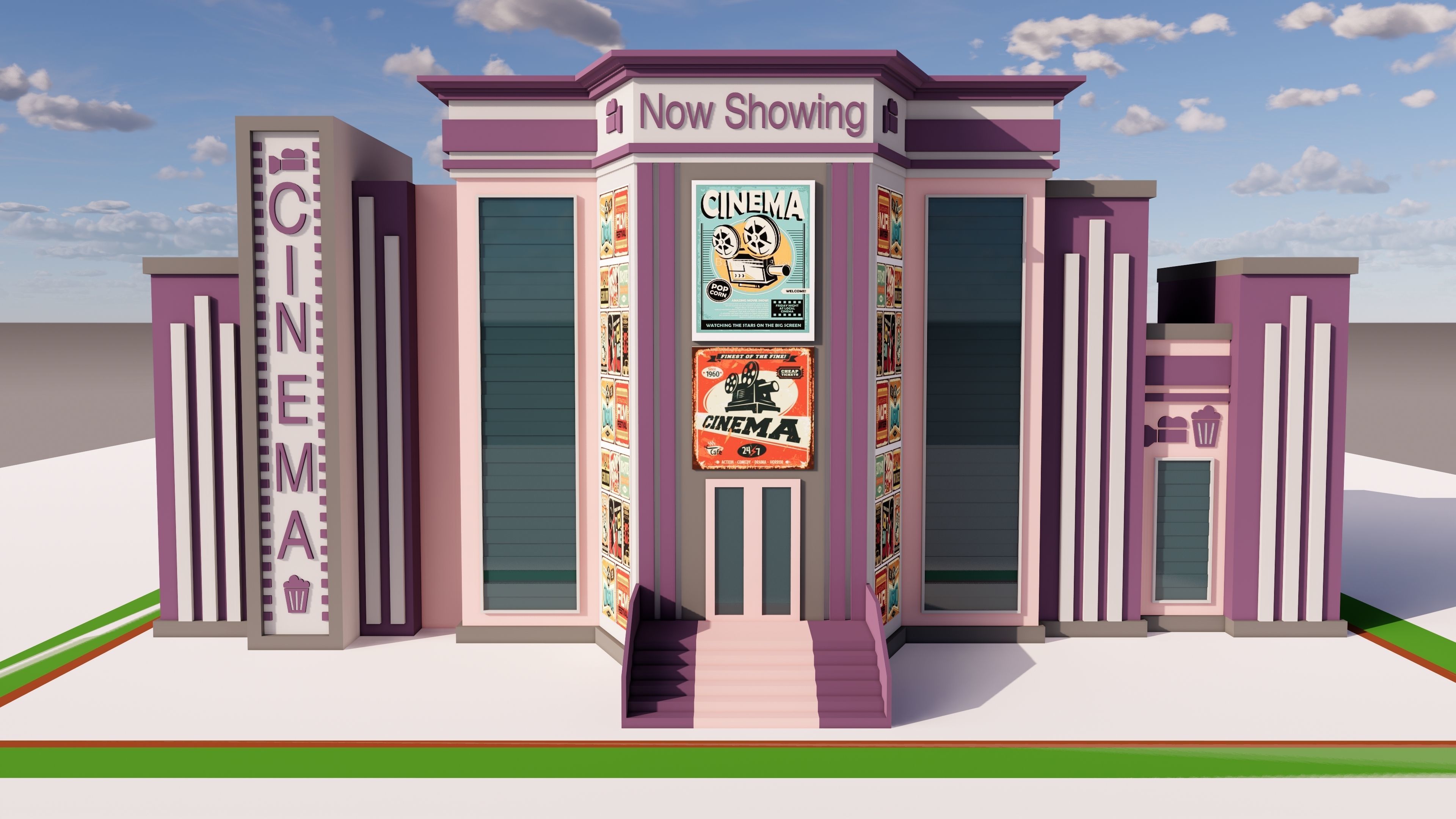 Cinema Building 3D model_2