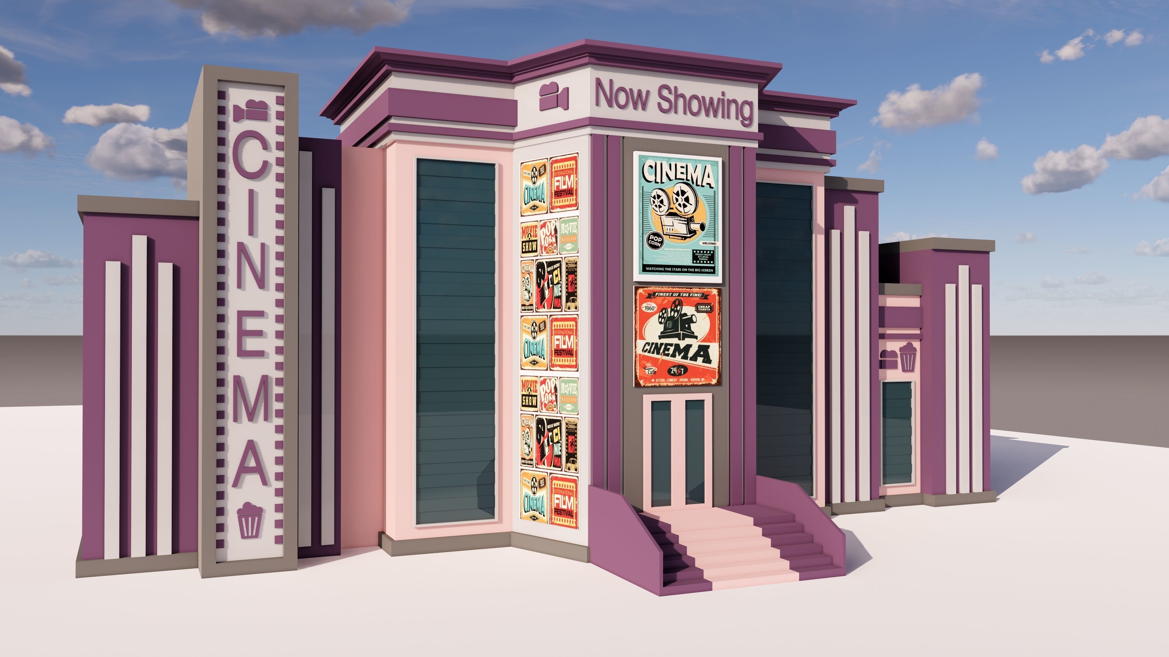 Cinema Building 3D model_3