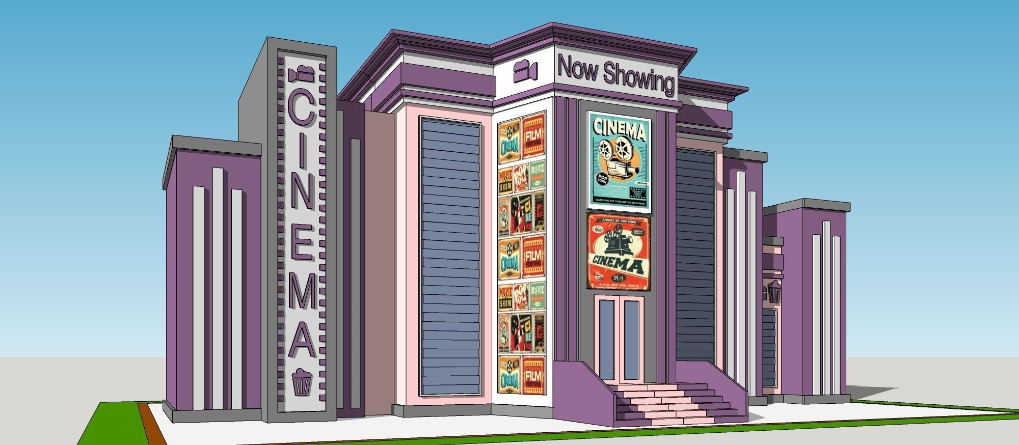 Cinema Building 3D model_1