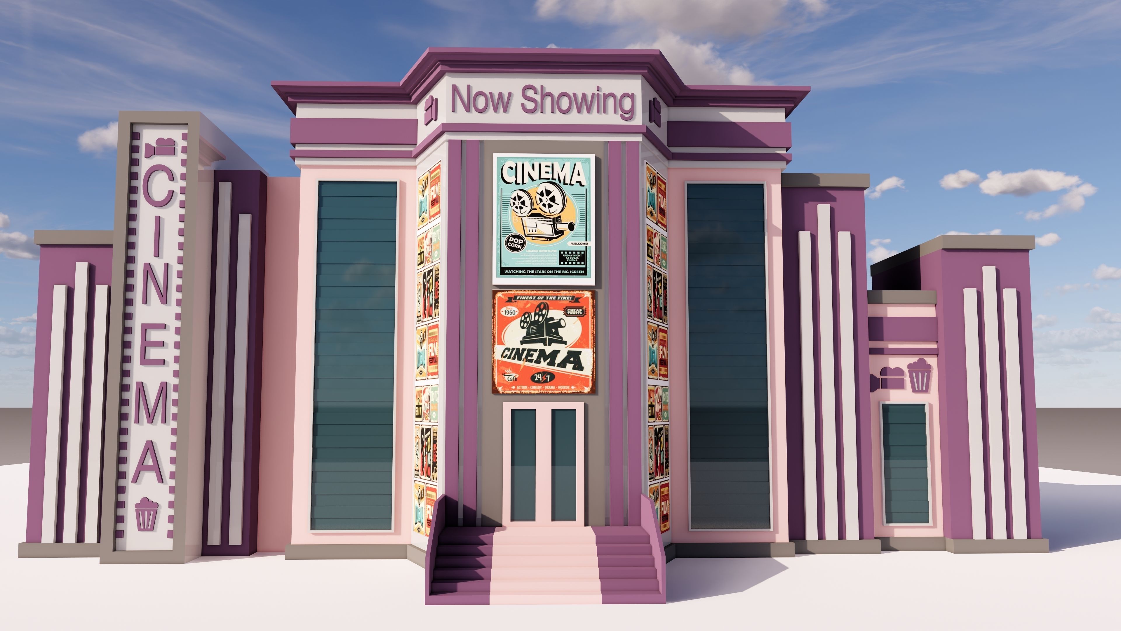 Cinema Building 3D model_4