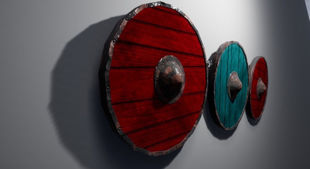 Decorative Round Shield Low-poly 3D model_2