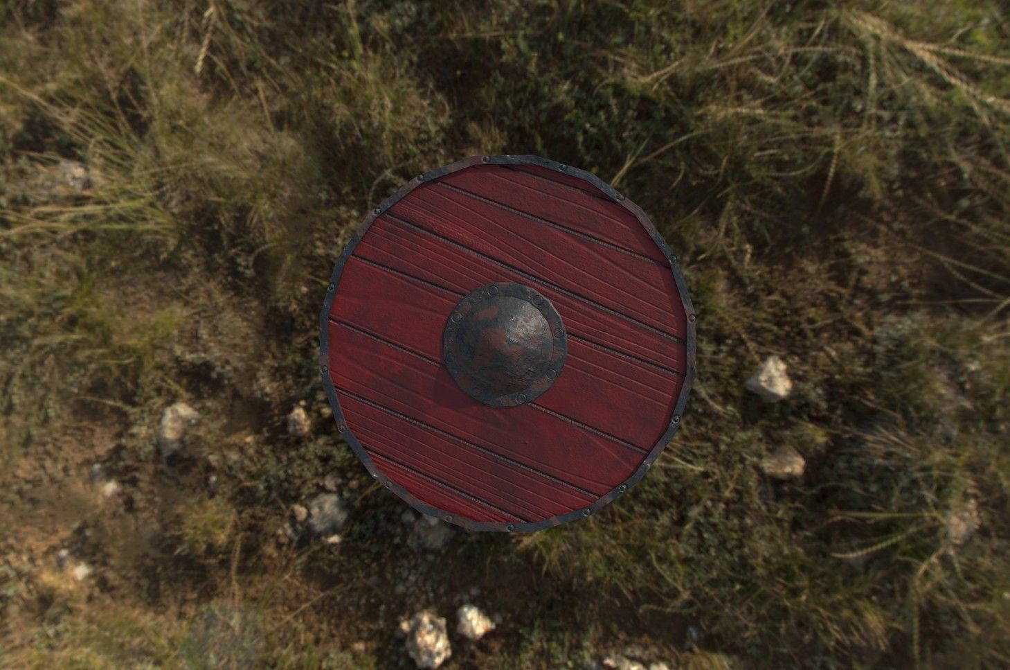 Decorative Round Shield Low-poly 3D model_3