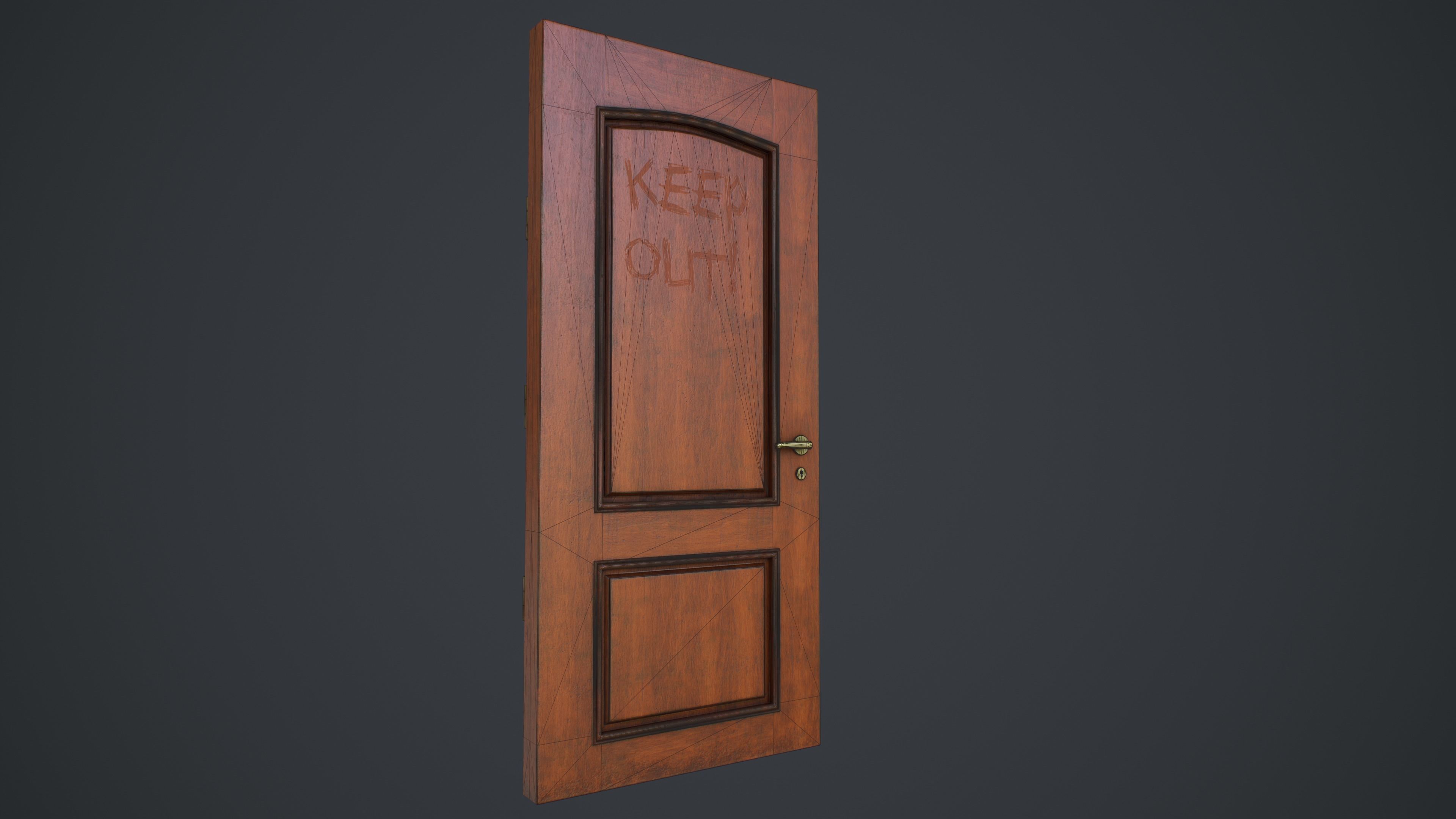 Interior Wooden Doors Set Low-poly 3D model_5