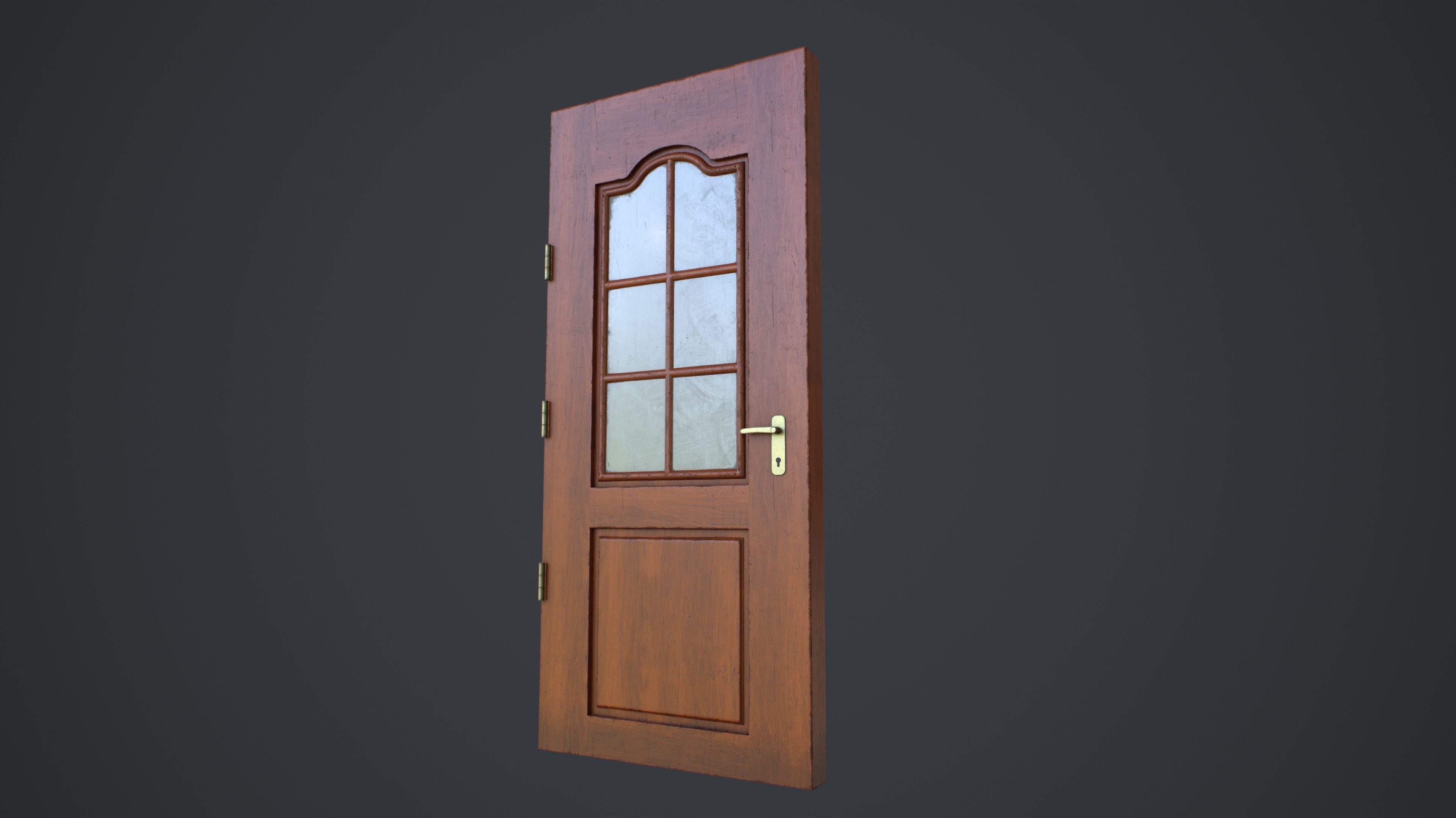 Interior Wooden Doors Set Low-poly 3D model_10