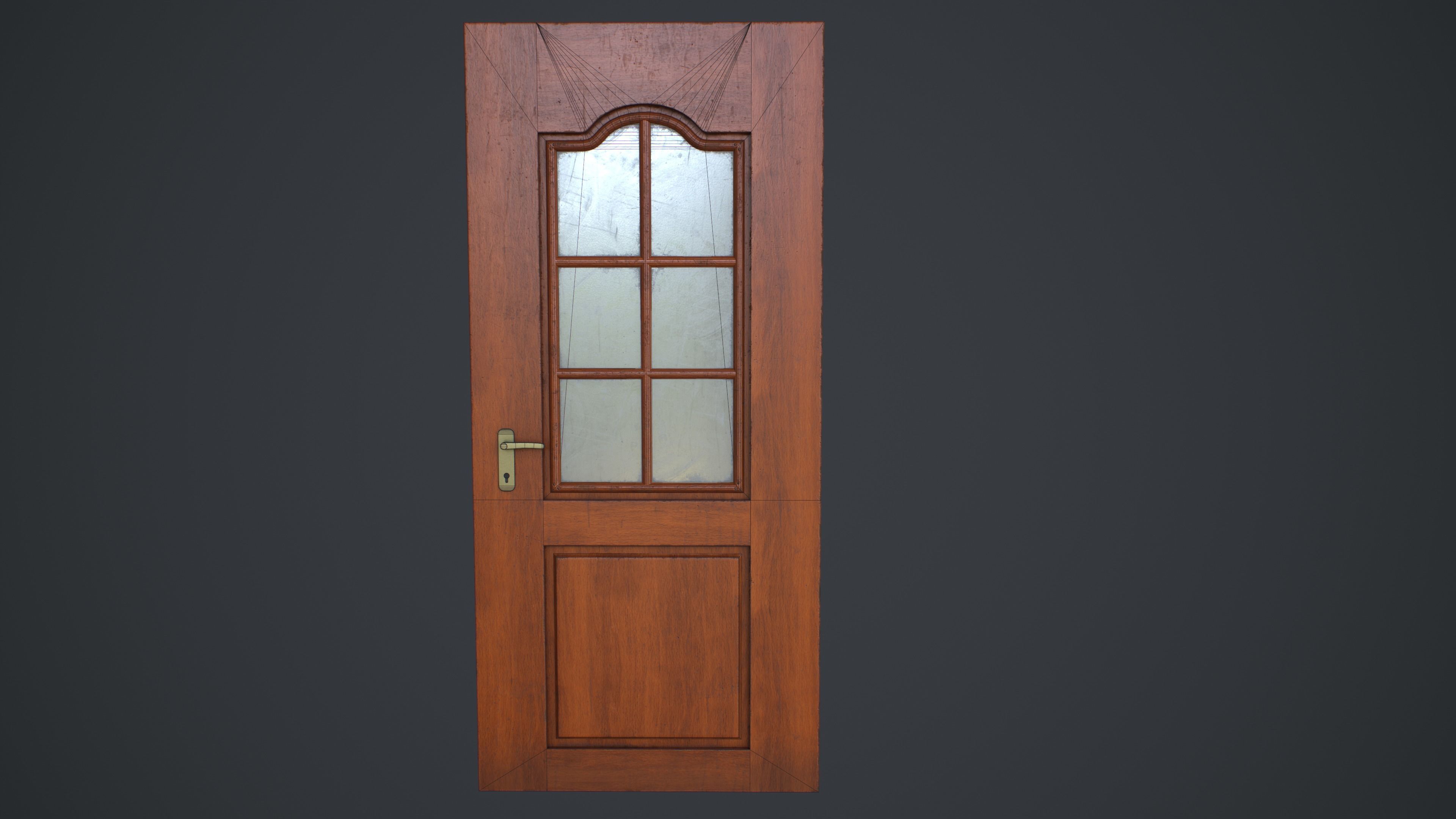Interior Wooden Doors Set Low-poly 3D model_8
