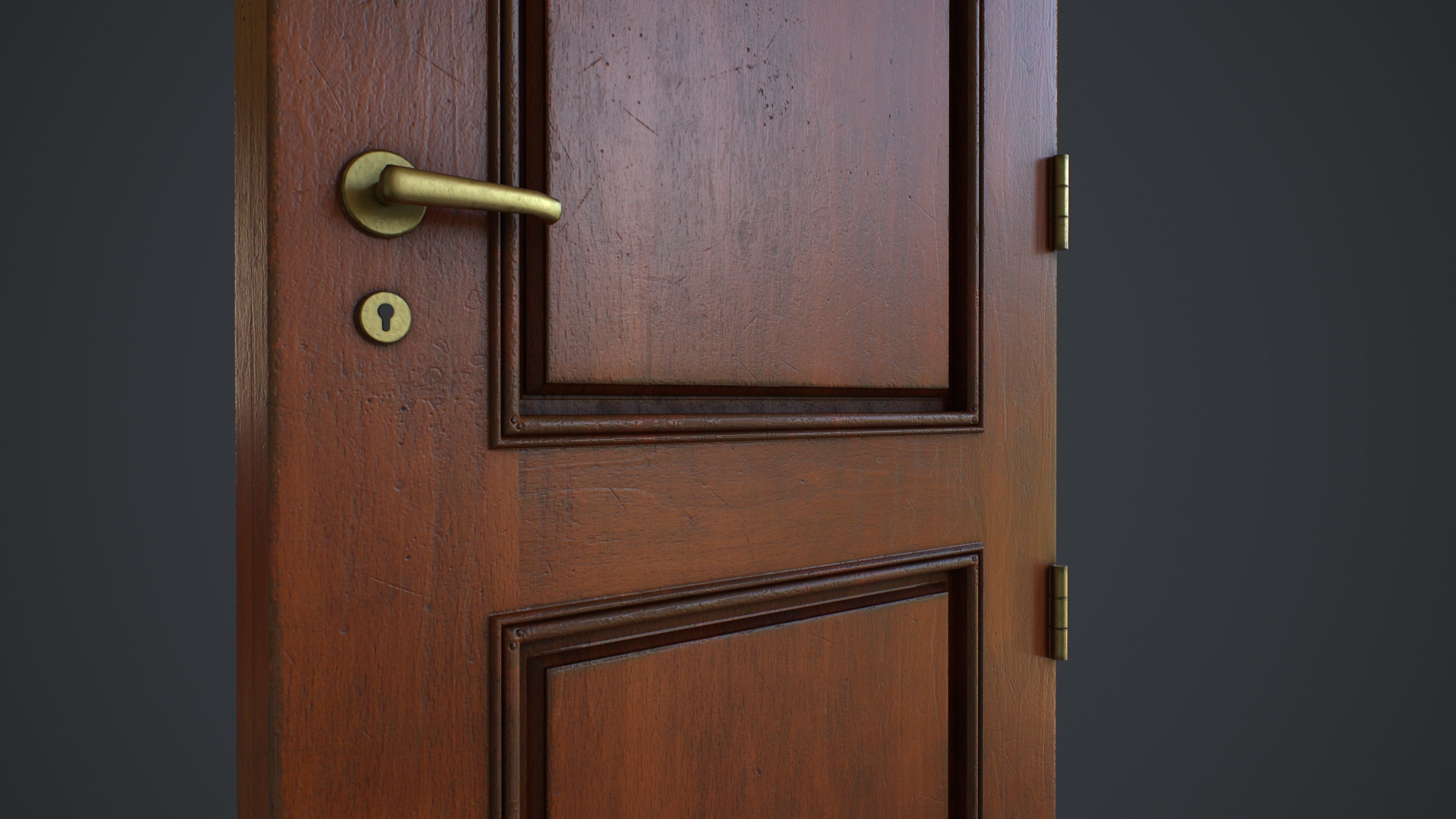 Interior Wooden Doors Set Low-poly 3D model_29