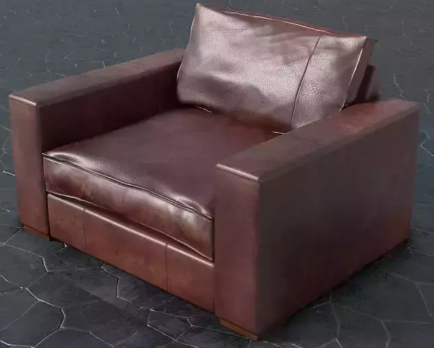 Leather Lounge Armchair - Rough Brown texturing