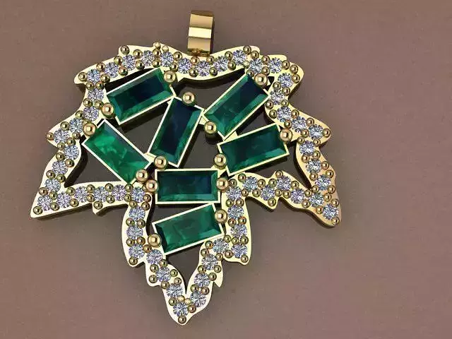 Pendant emerald leaf