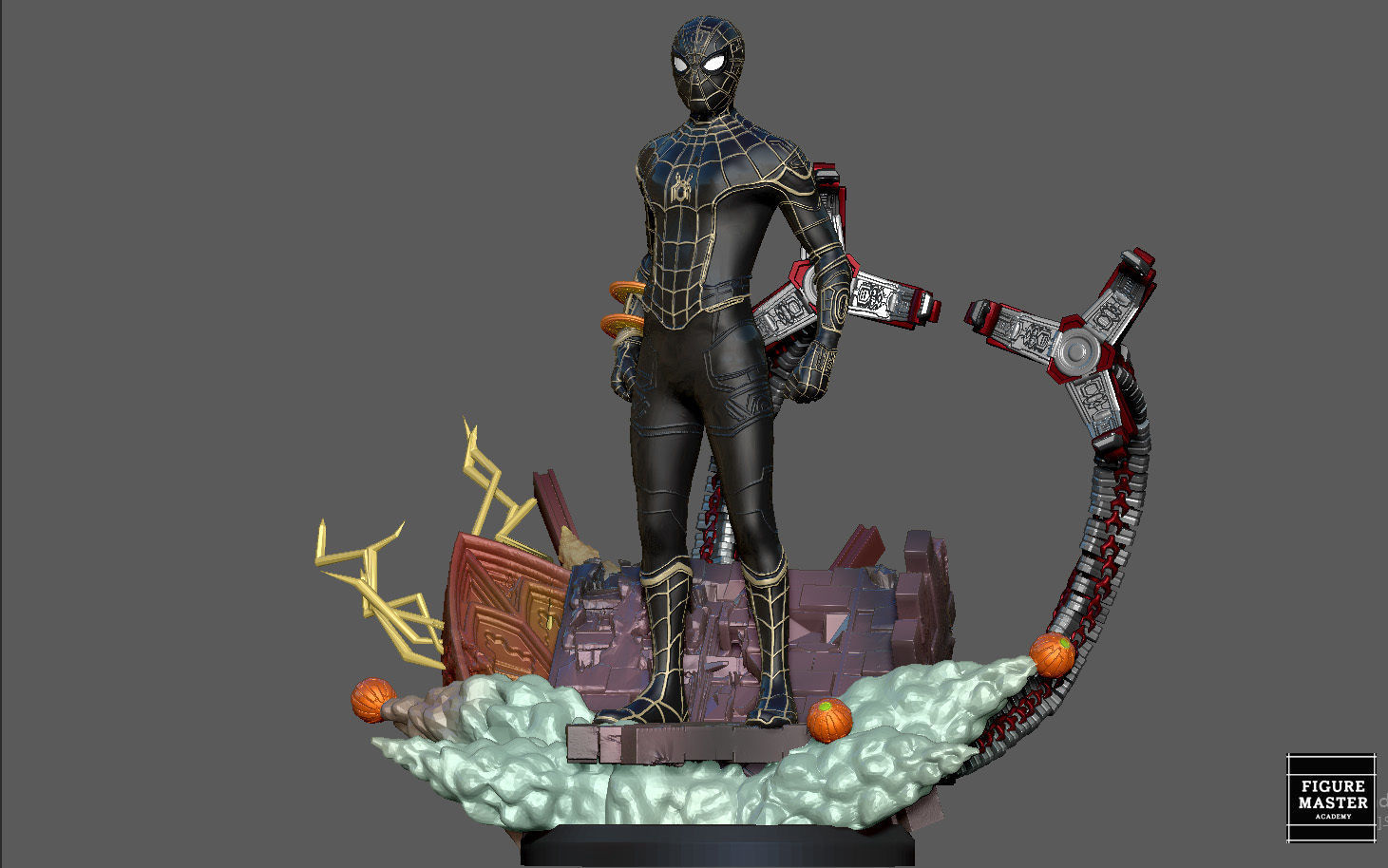 SPIDERMAN NO WAY HOME BLACK GOLD SUIT MCU MARVEL TOM HOLLAND 3D print model_13