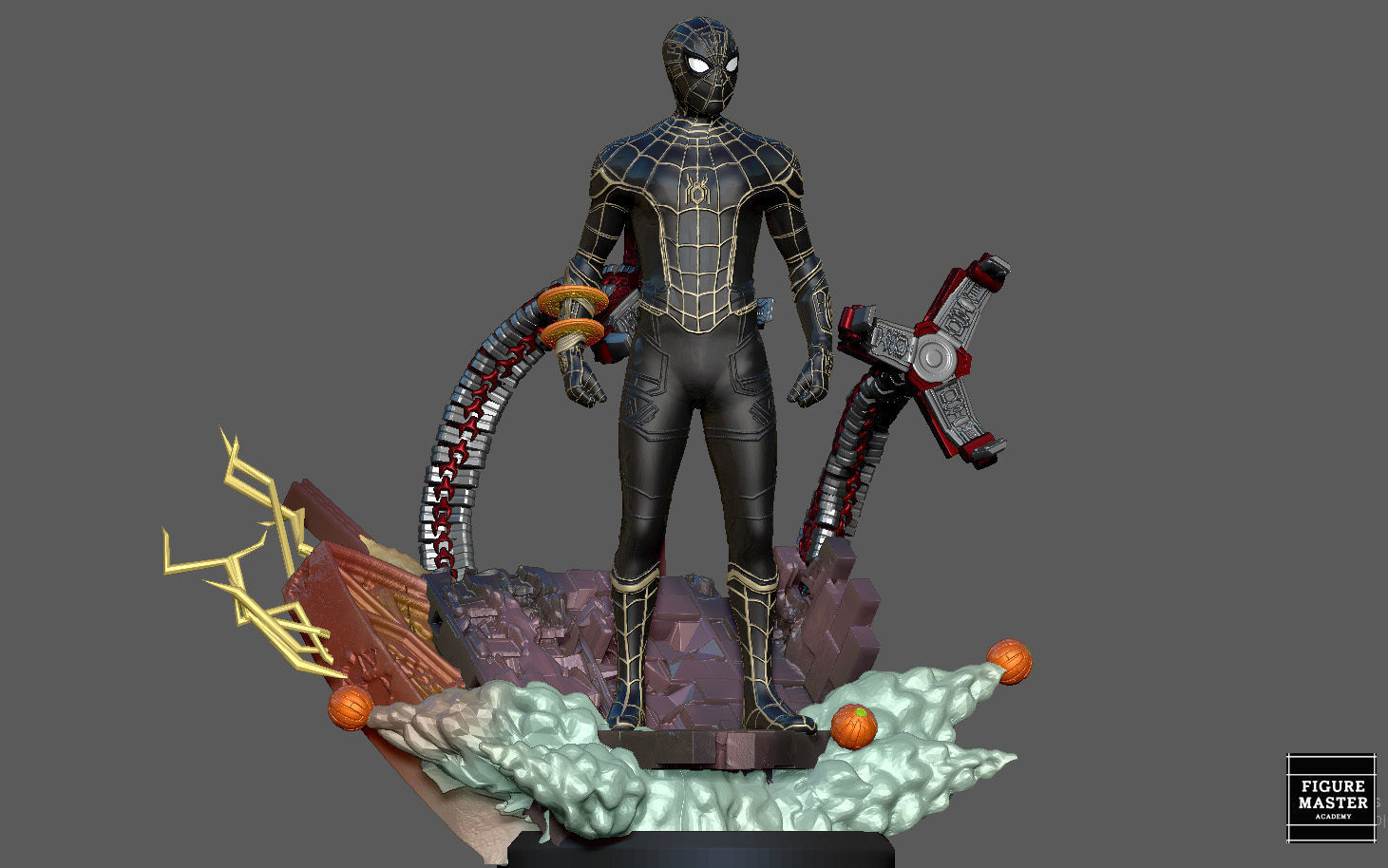 SPIDERMAN NO WAY HOME BLACK GOLD SUIT MCU MARVEL TOM HOLLAND 3D print model_11